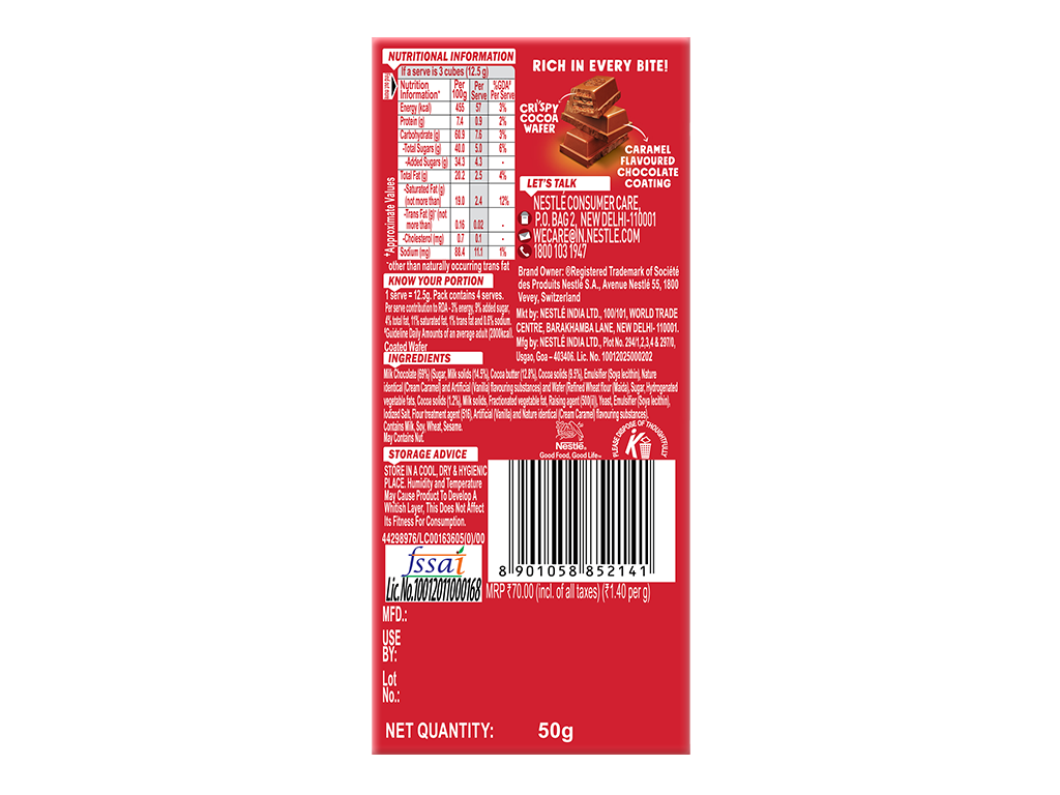 KitKat Rich Caramel Pack back